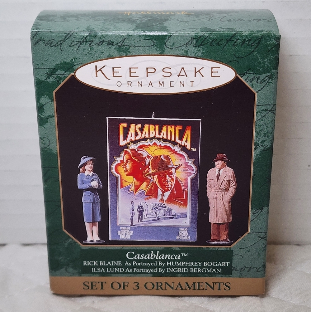 Vintage 1997 Miniature Hallmark Ornament Movie CASABLANCA™ Set of 3 Ornaments